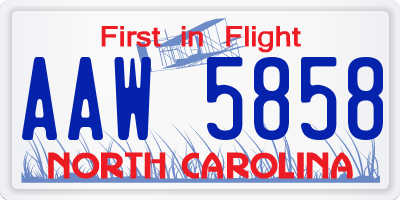 NC license plate AAW5858