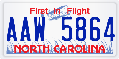NC license plate AAW5864