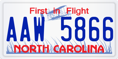 NC license plate AAW5866