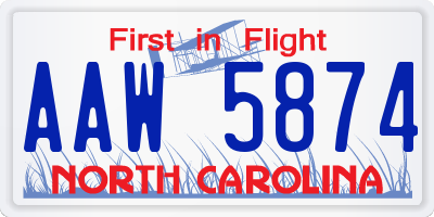 NC license plate AAW5874