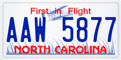 NC license plate AAW5877