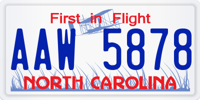 NC license plate AAW5878