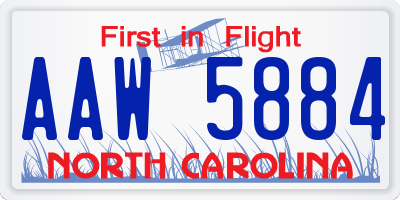 NC license plate AAW5884
