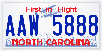 NC license plate AAW5888