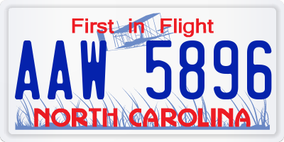 NC license plate AAW5896