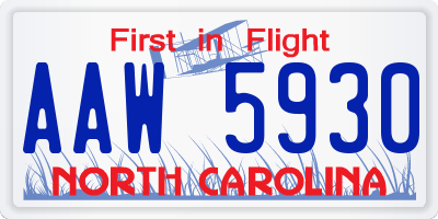 NC license plate AAW5930