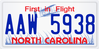 NC license plate AAW5938