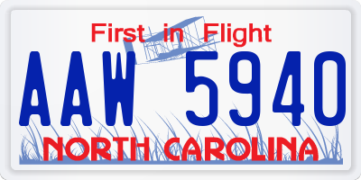 NC license plate AAW5940
