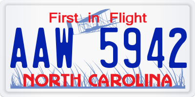 NC license plate AAW5942