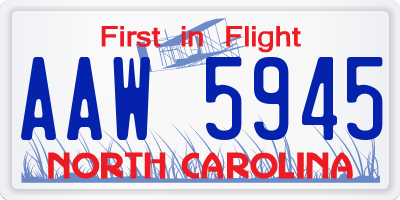 NC license plate AAW5945