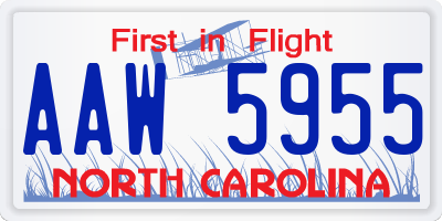 NC license plate AAW5955