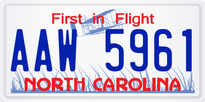 NC license plate AAW5961