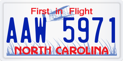 NC license plate AAW5971
