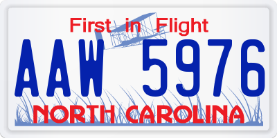 NC license plate AAW5976