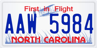 NC license plate AAW5984