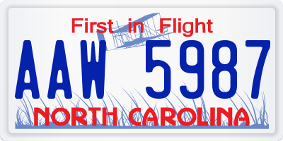 NC license plate AAW5987