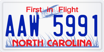 NC license plate AAW5991