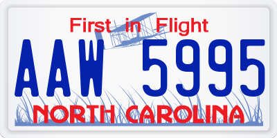 NC license plate AAW5995