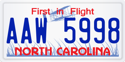 NC license plate AAW5998