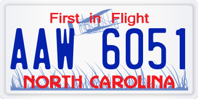 NC license plate AAW6051