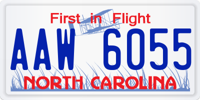 NC license plate AAW6055