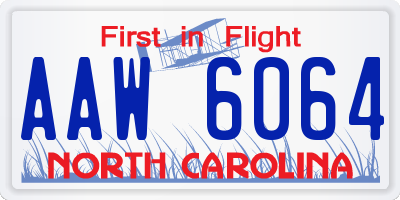 NC license plate AAW6064