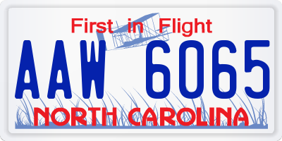NC license plate AAW6065