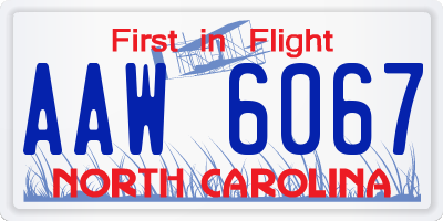 NC license plate AAW6067