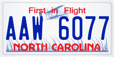 NC license plate AAW6077