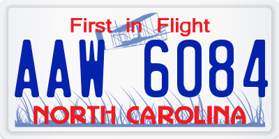 NC license plate AAW6084