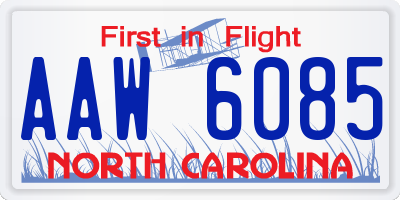 NC license plate AAW6085