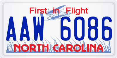 NC license plate AAW6086