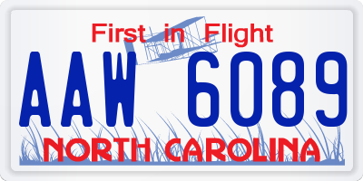 NC license plate AAW6089