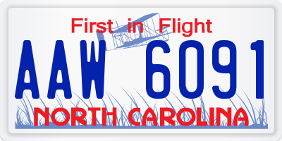 NC license plate AAW6091