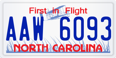 NC license plate AAW6093