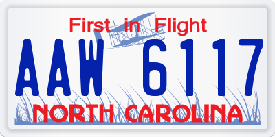 NC license plate AAW6117