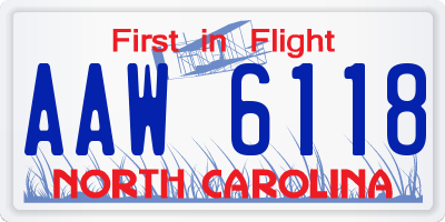 NC license plate AAW6118