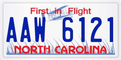 NC license plate AAW6121