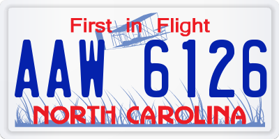NC license plate AAW6126