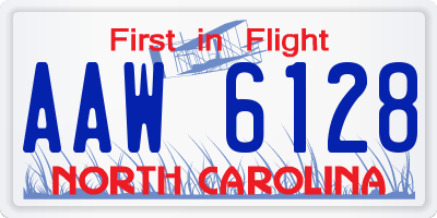NC license plate AAW6128