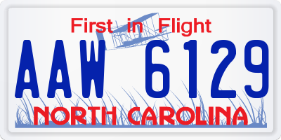 NC license plate AAW6129