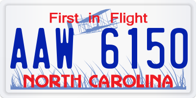 NC license plate AAW6150