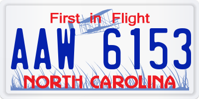 NC license plate AAW6153
