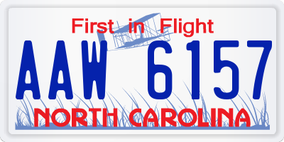 NC license plate AAW6157