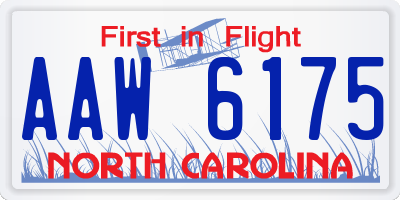 NC license plate AAW6175