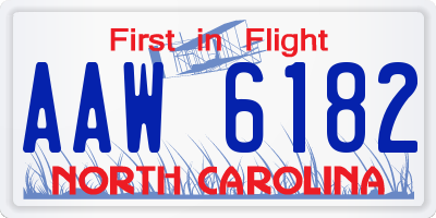 NC license plate AAW6182