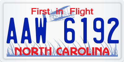 NC license plate AAW6192