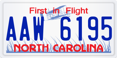 NC license plate AAW6195