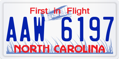 NC license plate AAW6197