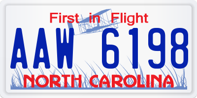 NC license plate AAW6198